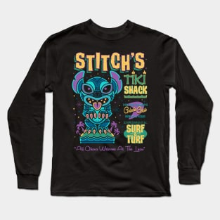 Stitch Tiki Shack - Creepy Cute - Vintage Retro Surf Vacation Long Sleeve T-Shirt